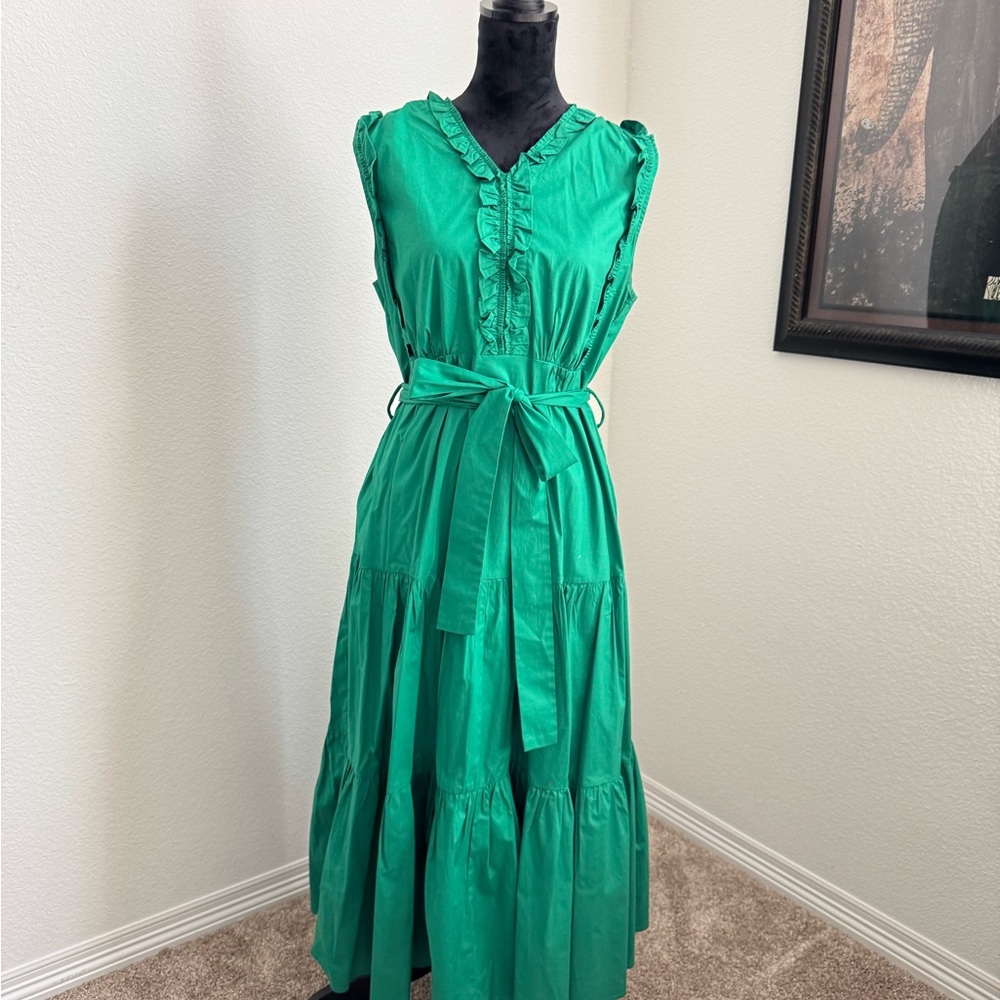 eShakti Emerald Sleeveless Midi Dress